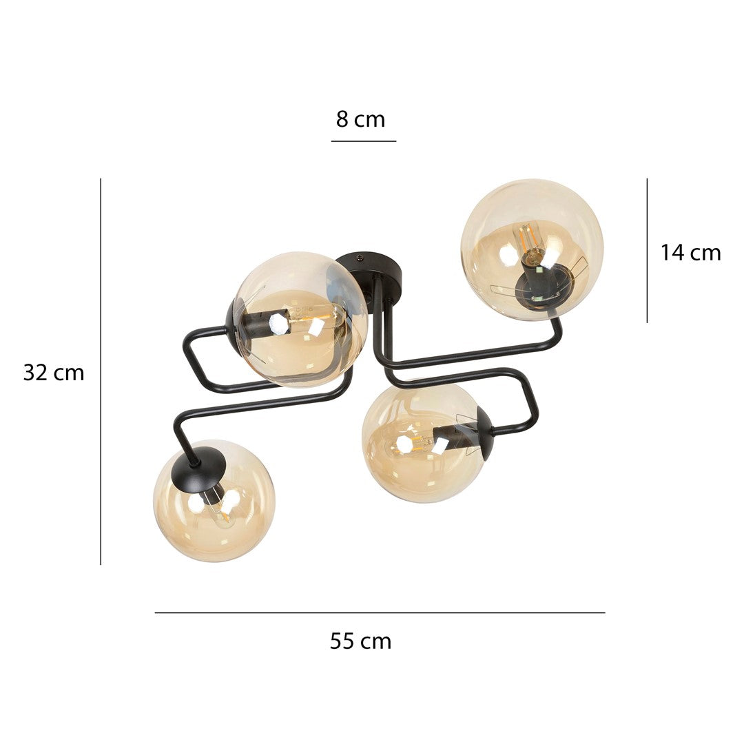Loftlampe BRENDI 4 - Sort / Rav - Nordic Unique