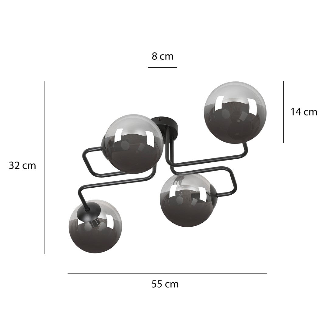 Loftlampe BRENDI 4 - Sort / Grafit - Nordic Unique