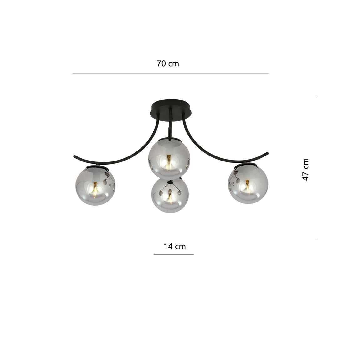 Loftlampe BOSTON 4 - Sort / Grafit - Nordic Unique
