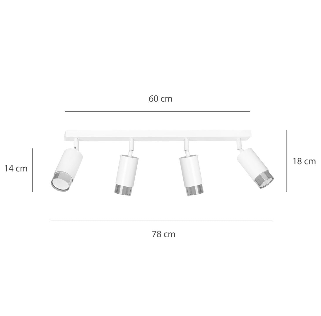 Loftlampe HIRO 4 - Hvid / Krom - Nordic Unique