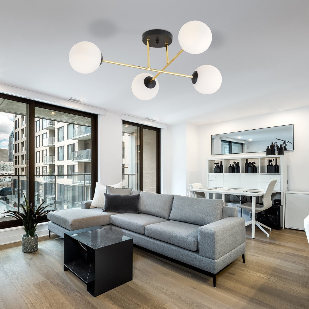 Loftlampe MAGNUM 4 - Sort / Hvid / Guld - Nordic Unique