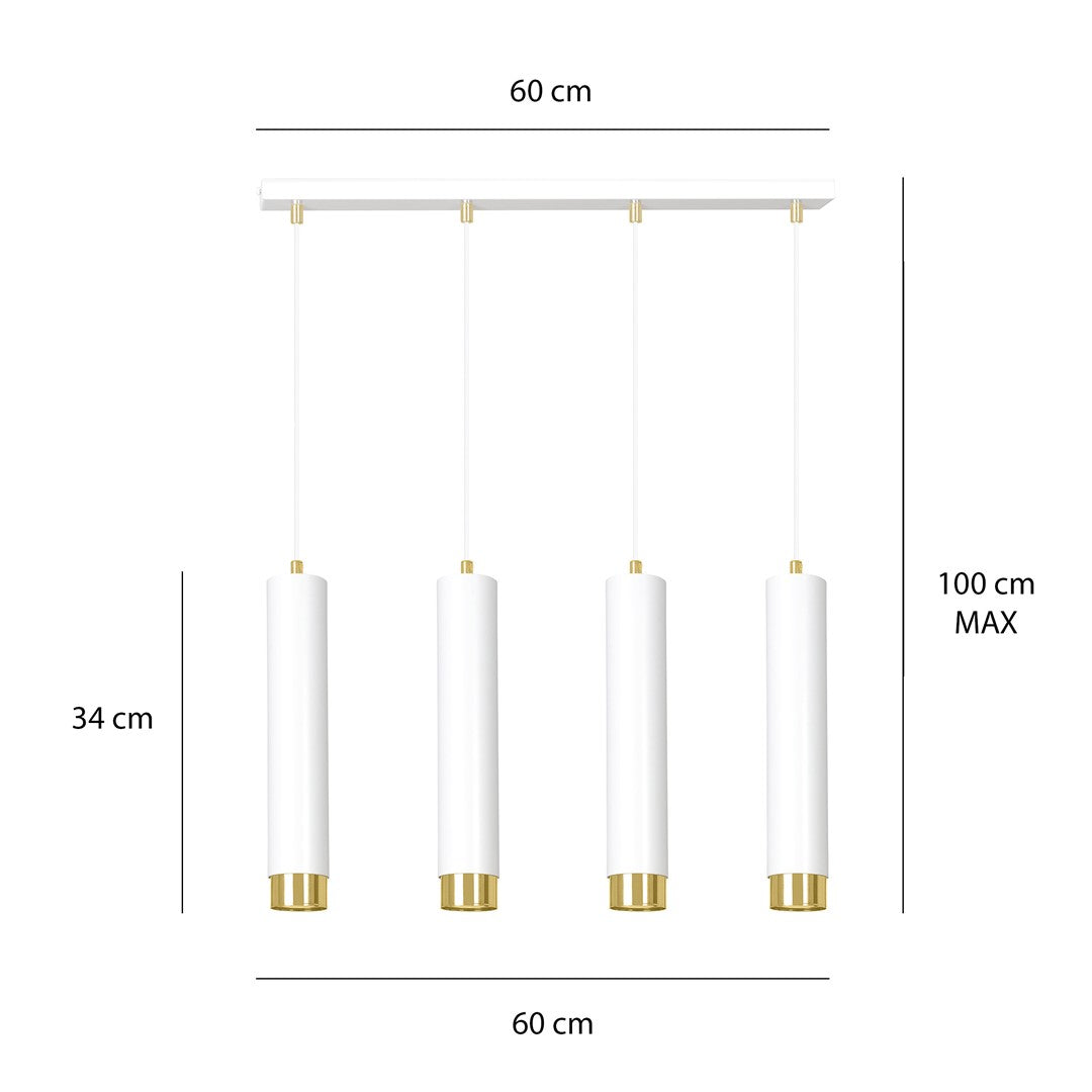 Loftlampe KIBO 4 - Hvid / Guld - Nordic Unique