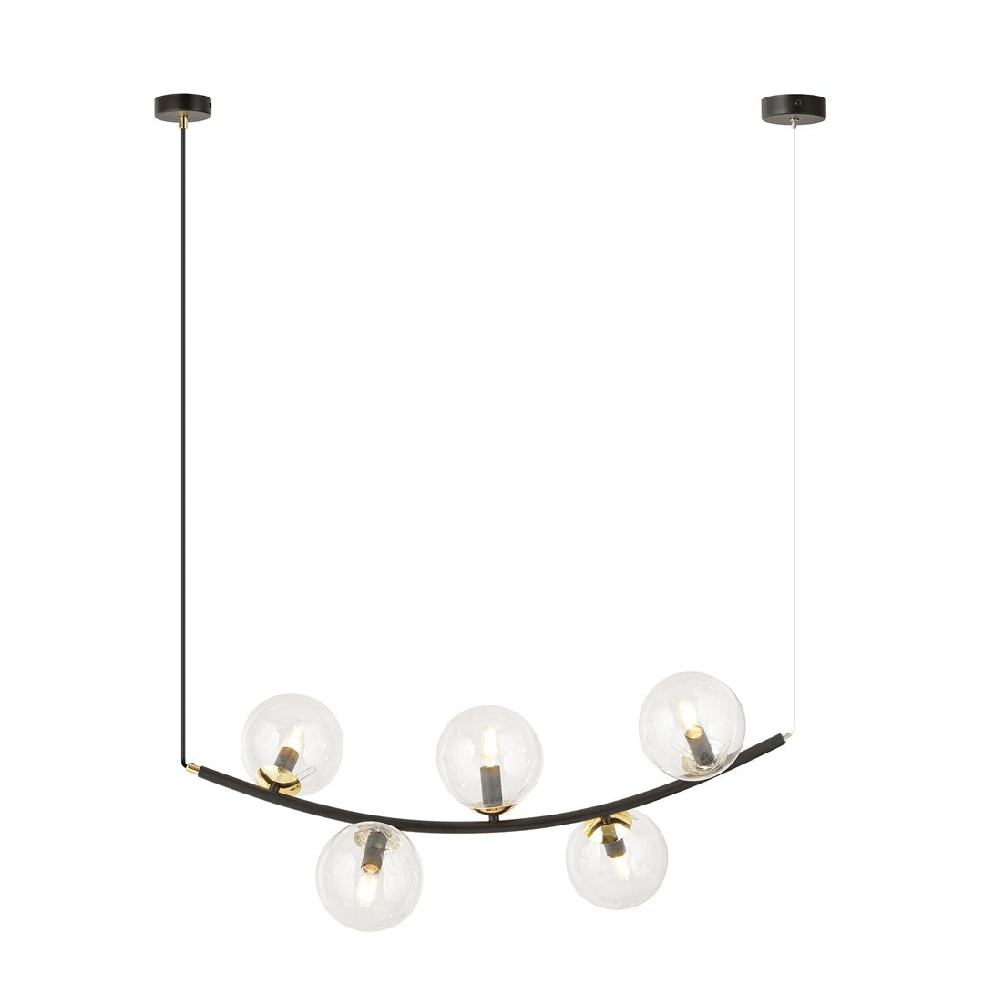 Loftlampe RITZ 5 Gennemsigtig - Sort / Guld - Nordic Unique