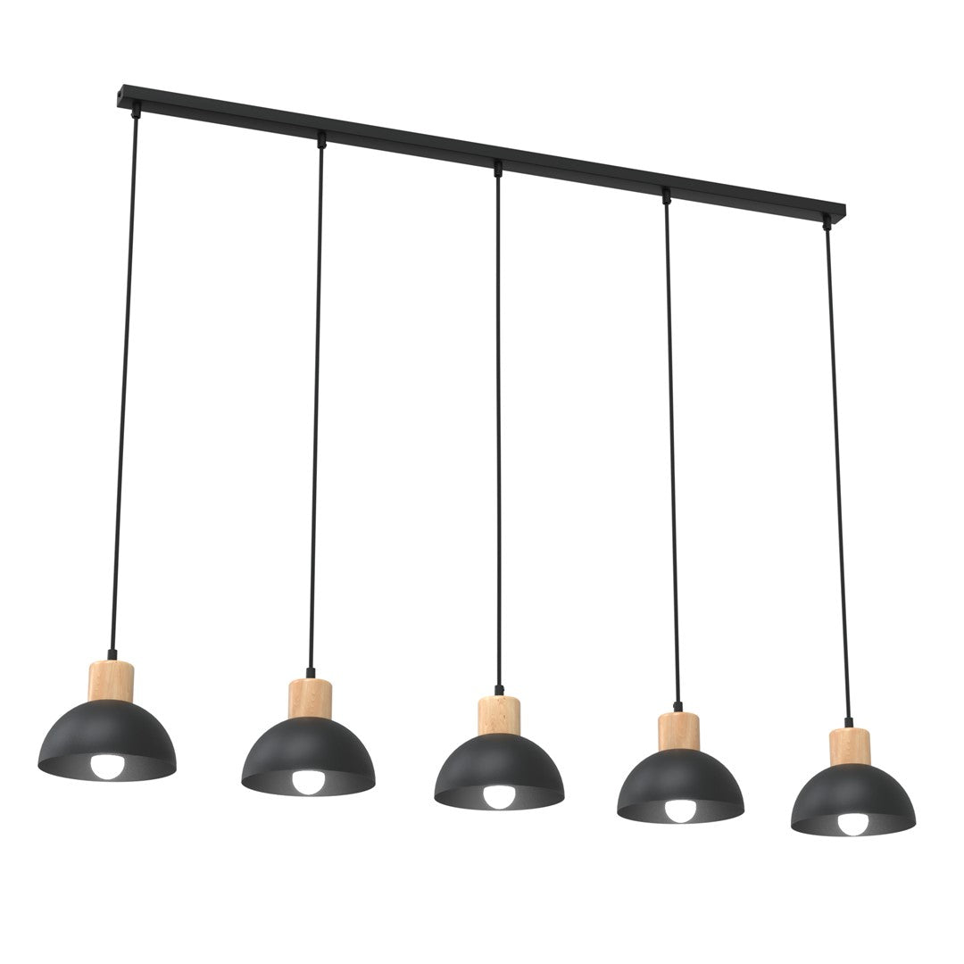 Loftlampe SECO 5 - Sort / Træ - Nordic Unique