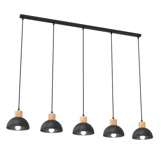 Loftlampe SECO 5 - Sort / Træ - Nordic Unique
