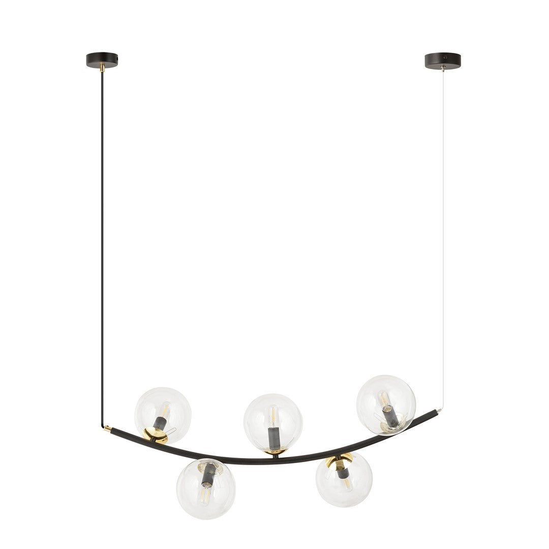 Loftlampe RITZ 5 Gennemsigtig - Sort / Guld - Nordic Unique