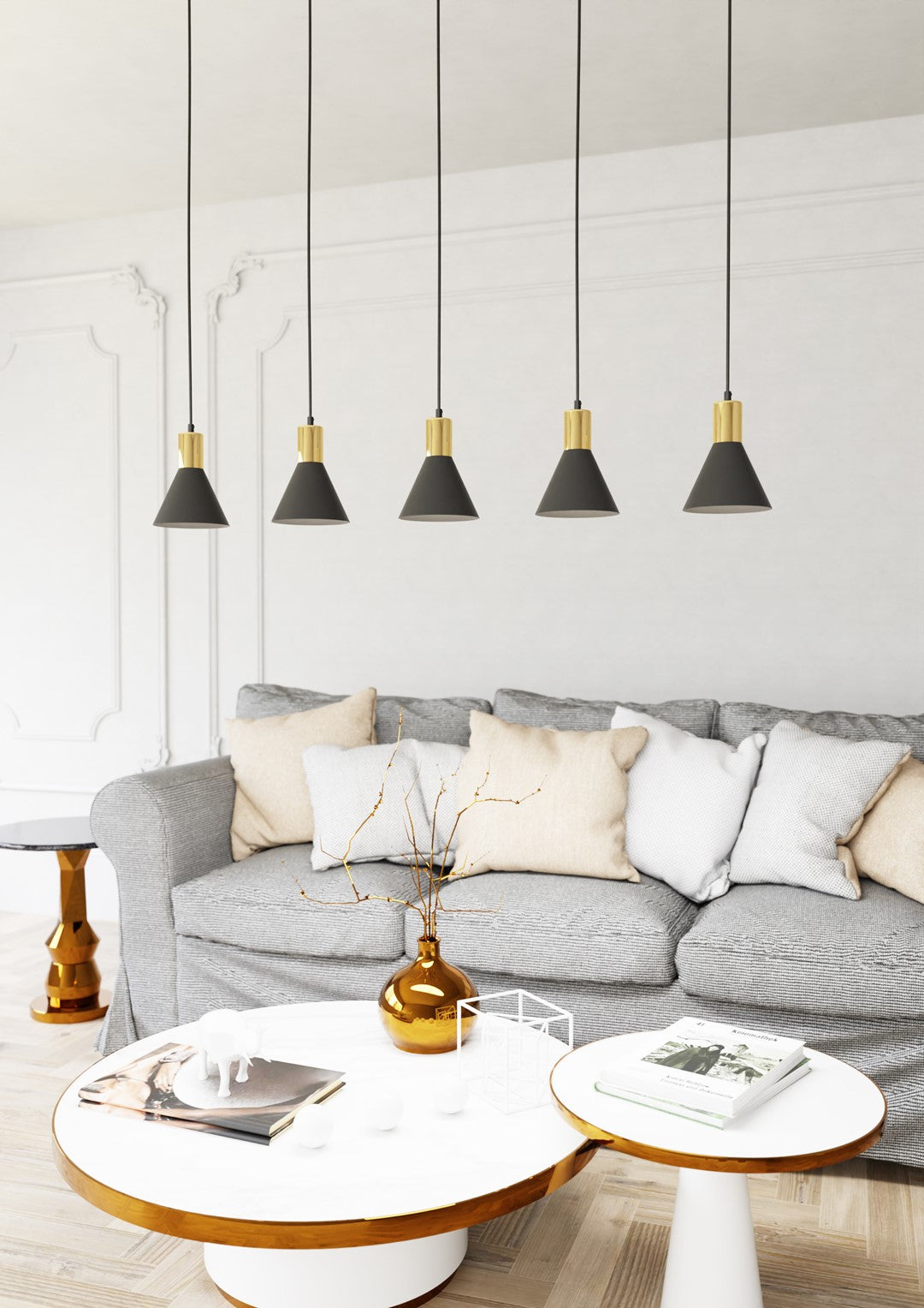 Loftlampe ROSA 5 - Sort / Guld - Nordic Unique