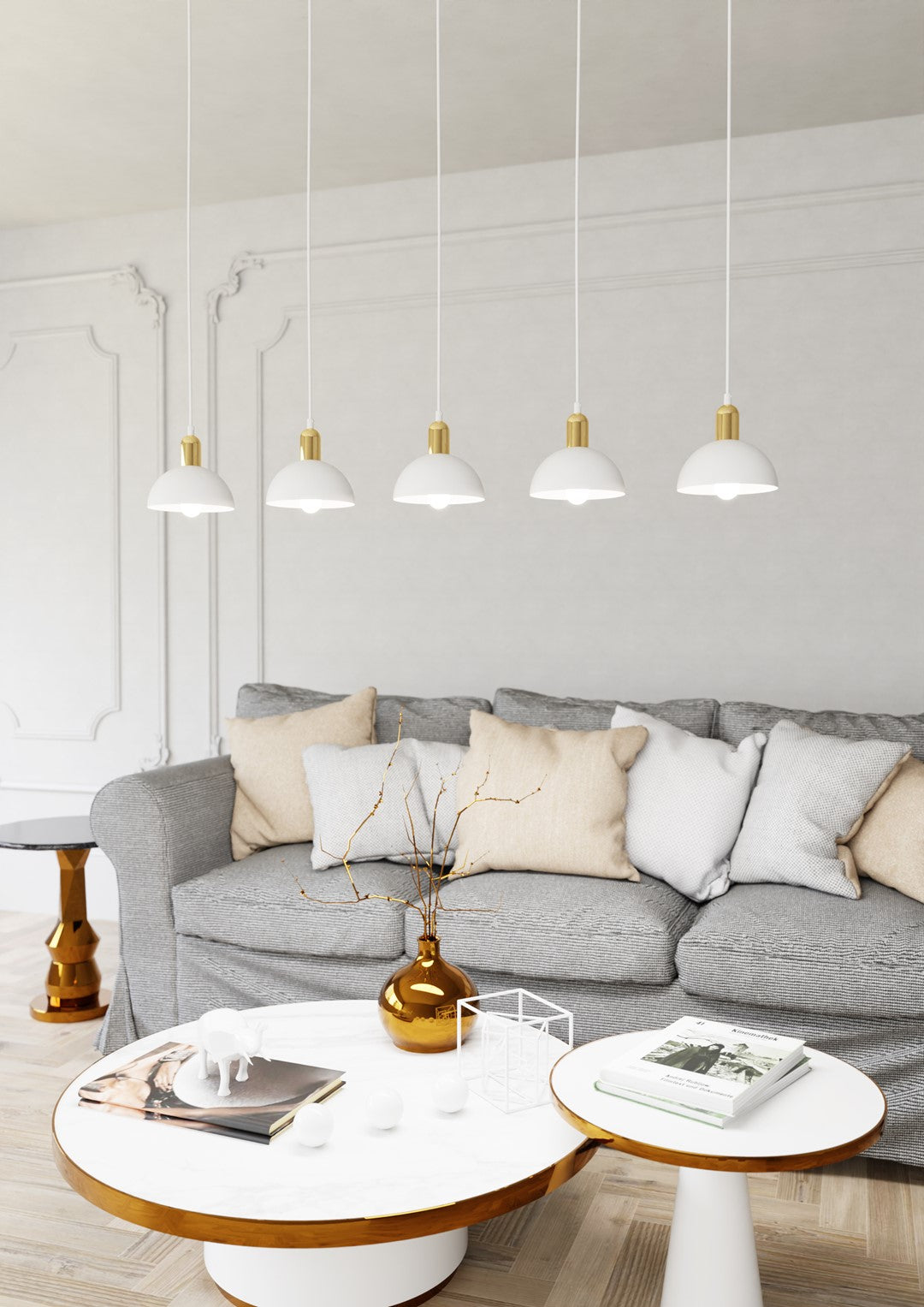 Loftlampe MOTO 5 - Hvid / Guld - Nordic Unique