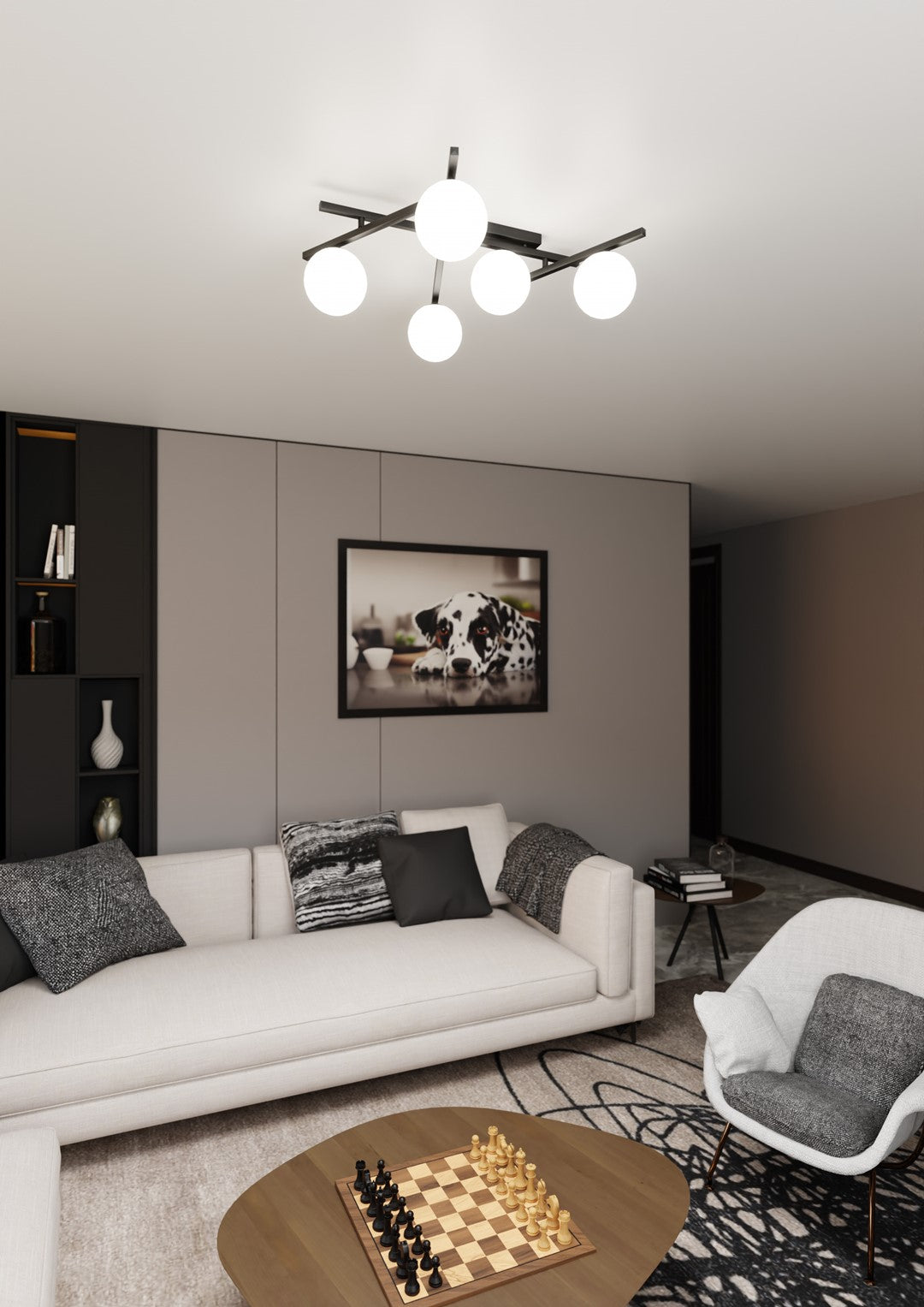 Loftlampe SMART 5 - Sort / Hvid - Nordic Unique