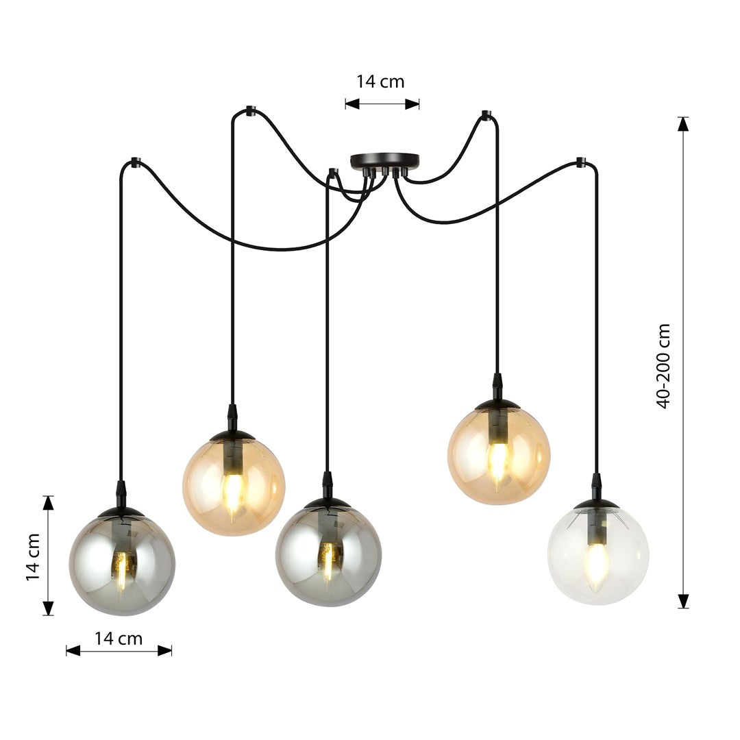Loftlampe GIGI 5 - Sort / Grafit / Rav - Nordic Unique