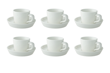 Espressokop og underkop Da Vinci 9 cl - 11 cm Offwhite Porcelæn 6 stk.