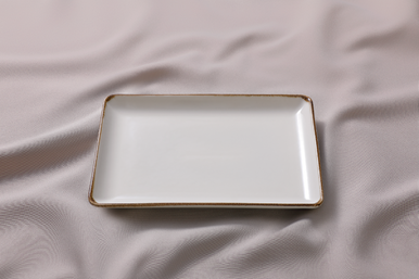 Porcelæn Tallerken Akoya 23 x 17 cm Creme Porcelæn 2 stykker