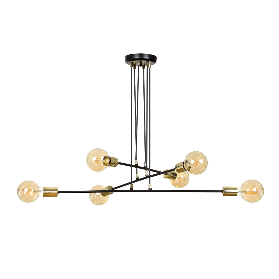 Loftlampe VESIO 6 - Sort / Guld / Rav - Nordic Unique
