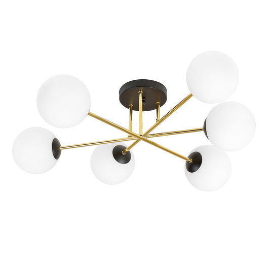 Loftlampe MAGNUM 6 - Sort / Guld / Hvid - Nordic Unique