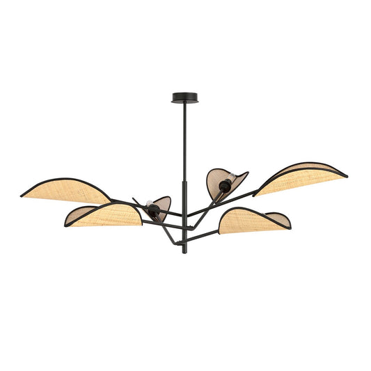 Loftlampe VENE 6 - Sort / Rattan - Nordic Unique