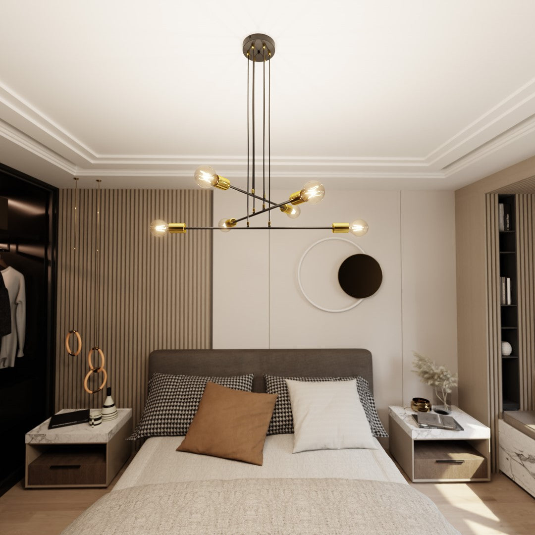 Loftlampe VESIO 6 - Sort / Guld / Rav - Nordic Unique