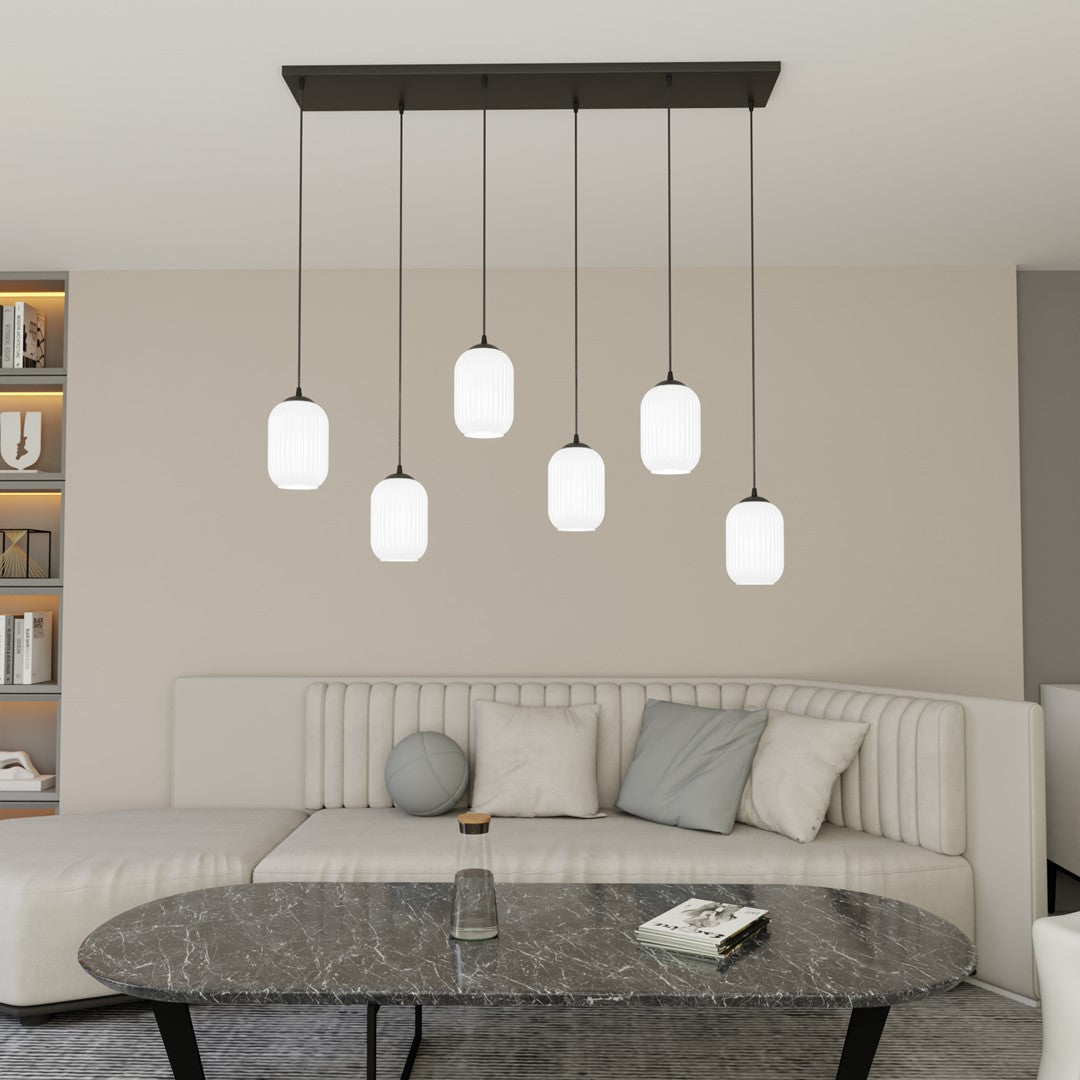 Loftlampe VERDI 6 - Sort / Hvid - Nordic Unique