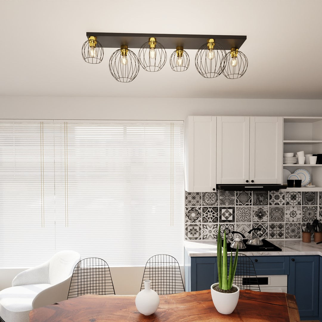 Loftlampe REDE 6 - Sort / Guld - Nordic Unique