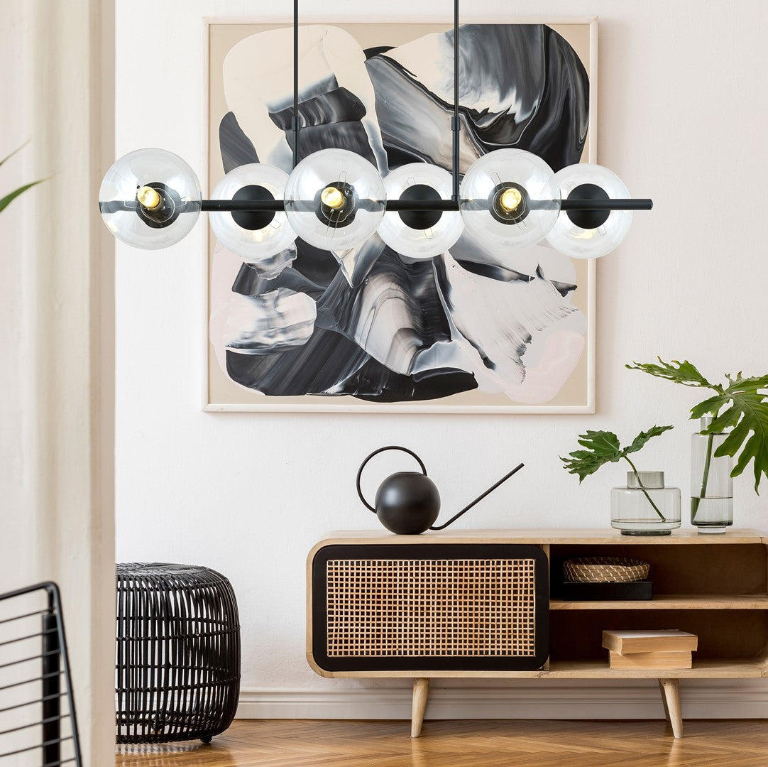 Loftlampe RORY 6 Gennemsigtig - Sort - Nordic Unique