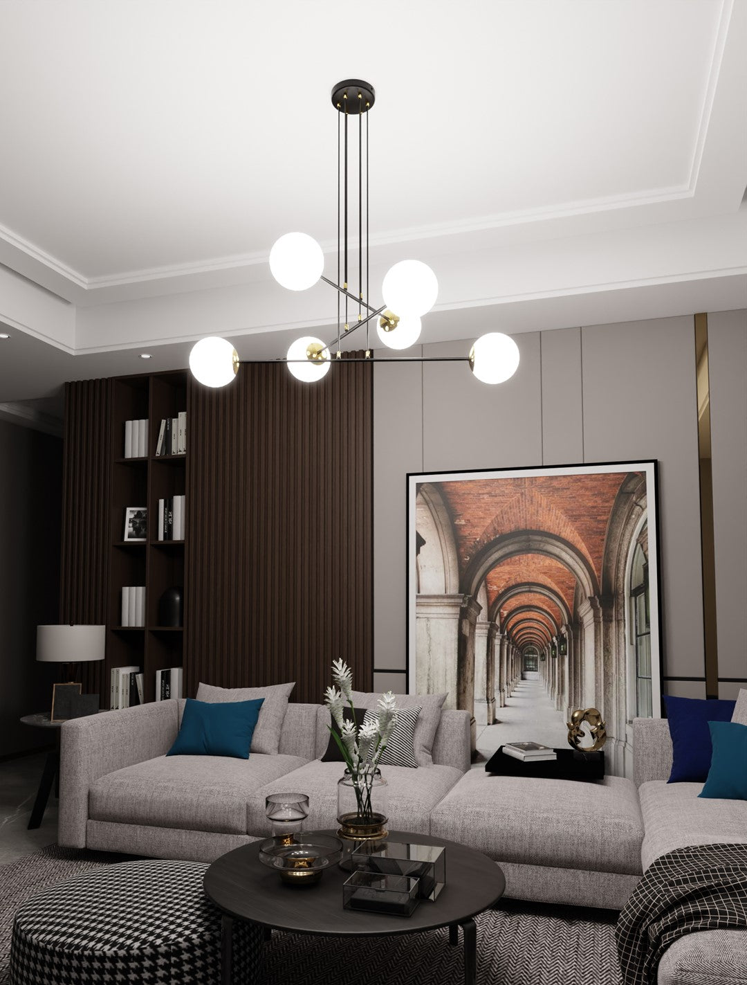 Loftlampe OGNIS 6 - Sort / Hvid / Guld - Nordic Unique