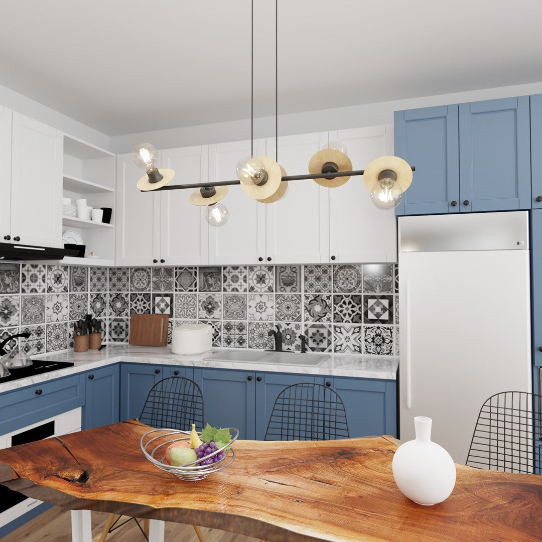 Loftlampe TOKEN 6 - Sort / Træ - Nordic Unique