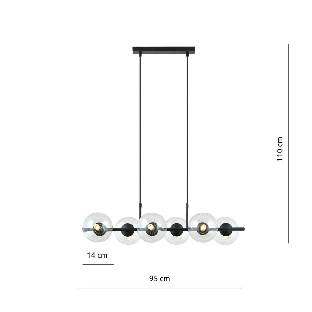 Loftlampe RORY 6 Gennemsigtig - Sort - Nordic Unique