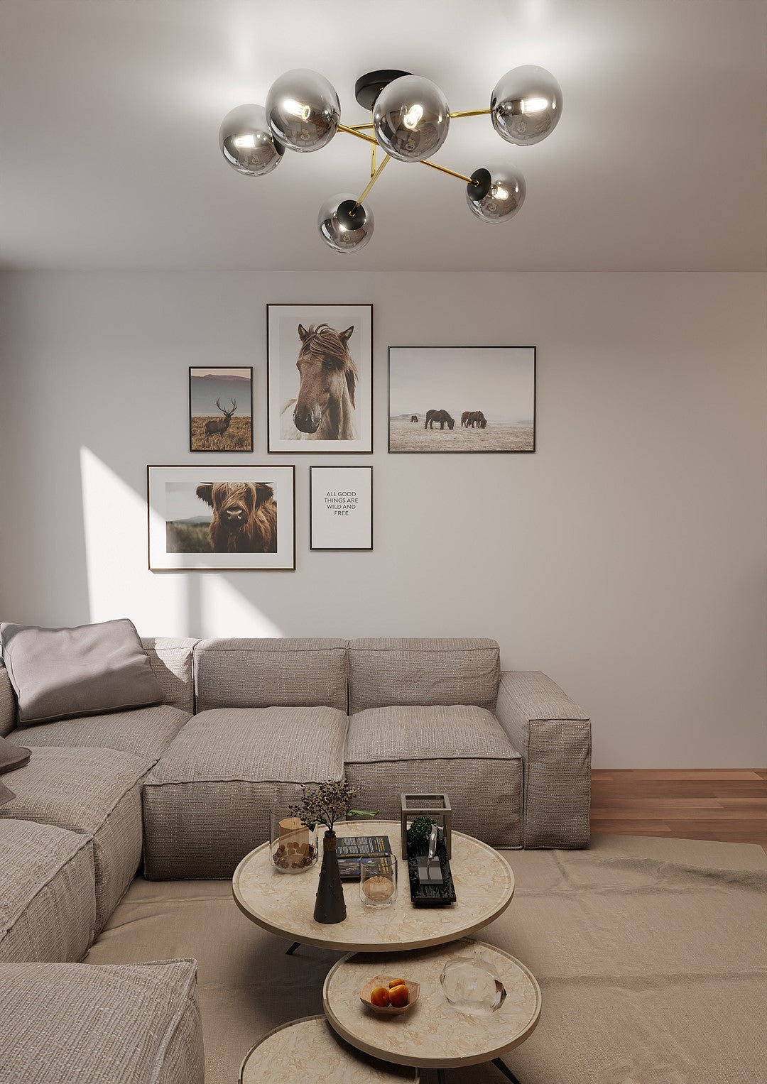 Loftlampe MAGNUM 6 - Sort / Grafit / Guld - Nordic Unique