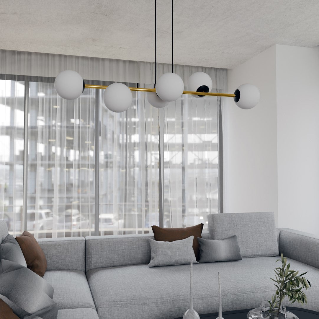 Loftlampe GRAVITY 6 - Sort / Hvid / Guld - Nordic Unique