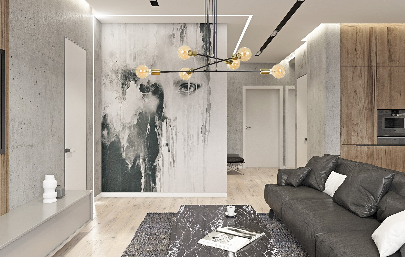 Loftlampe VESIO 6 - Sort / Guld / Rav - Nordic Unique