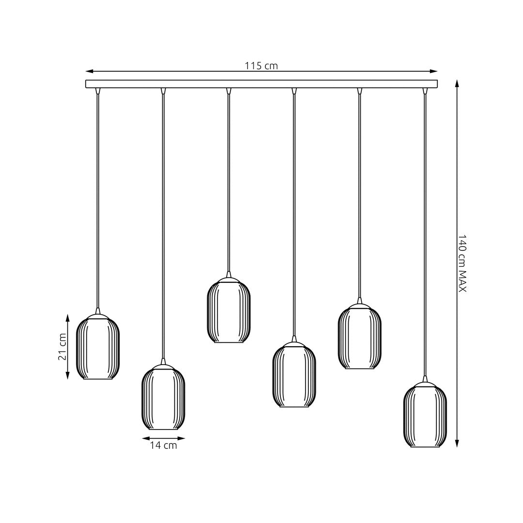 Loftlampe VERDI 6 - Sort / Grafit - Nordic Unique