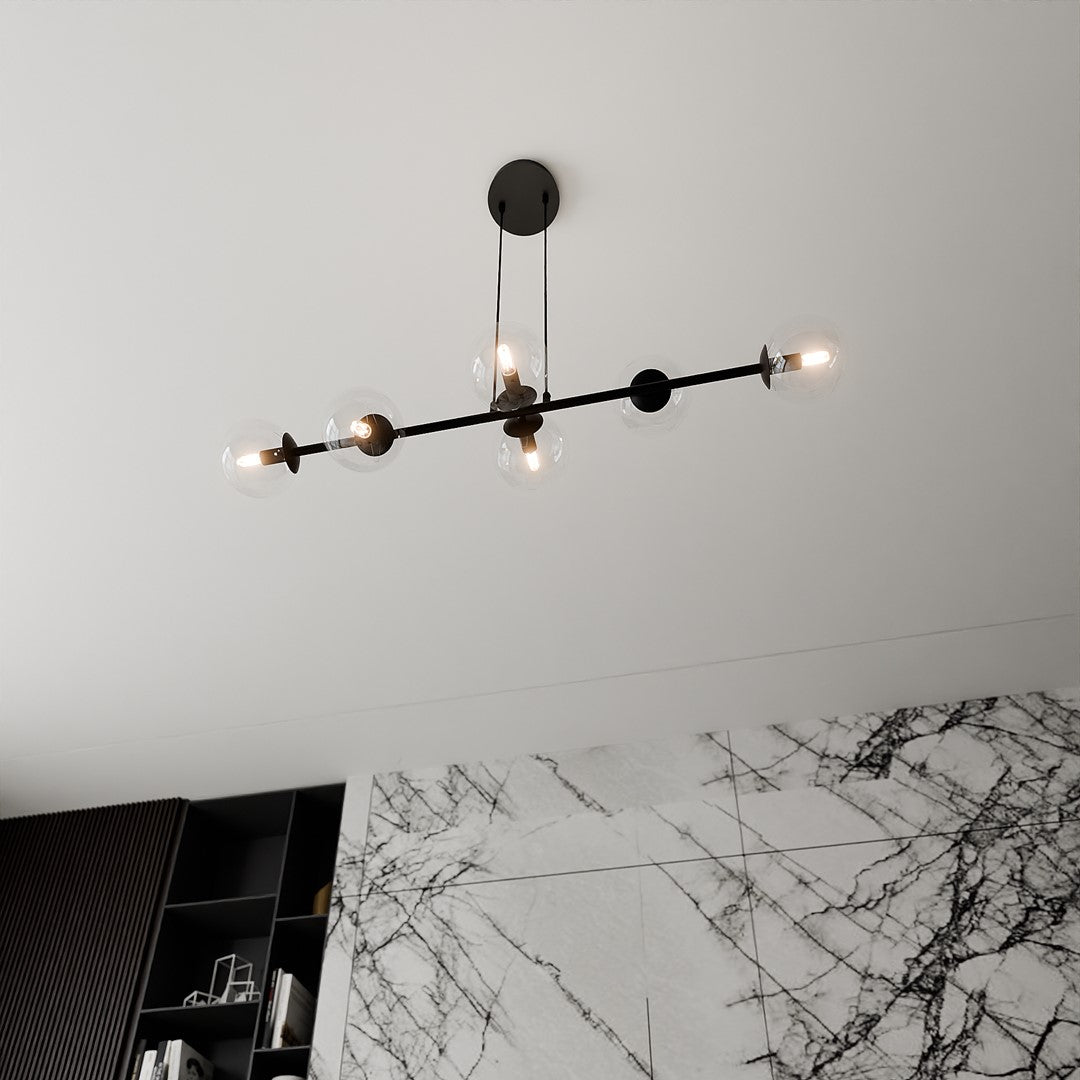 Loftlampe ROSSI 6 Gennemsigtig - Sort - Nordic Unique