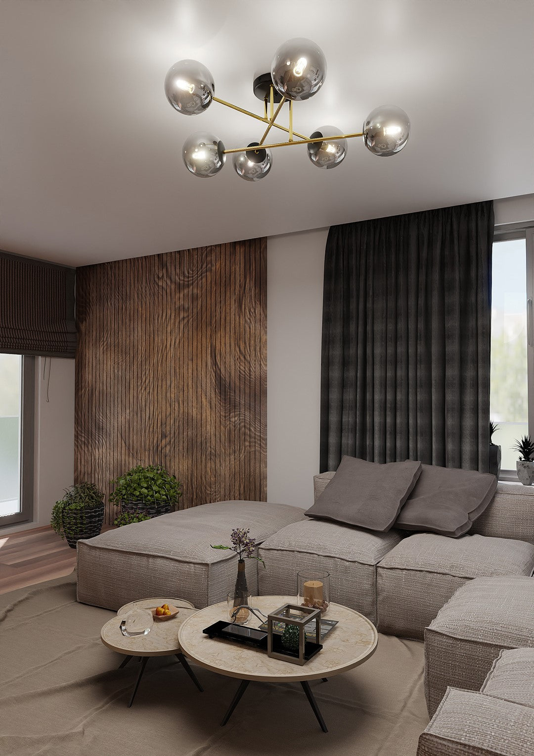 Loftlampe MAGNUM 6 - Sort / Grafit / Guld - Nordic Unique