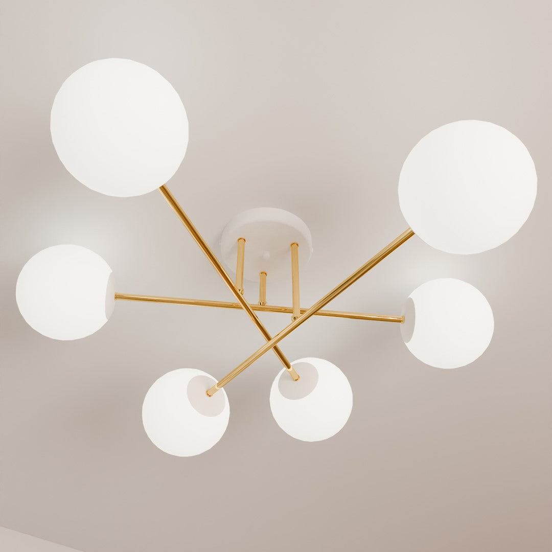 Loftlampe MAGNUM 6 - Hvid / Guld - Nordic Unique