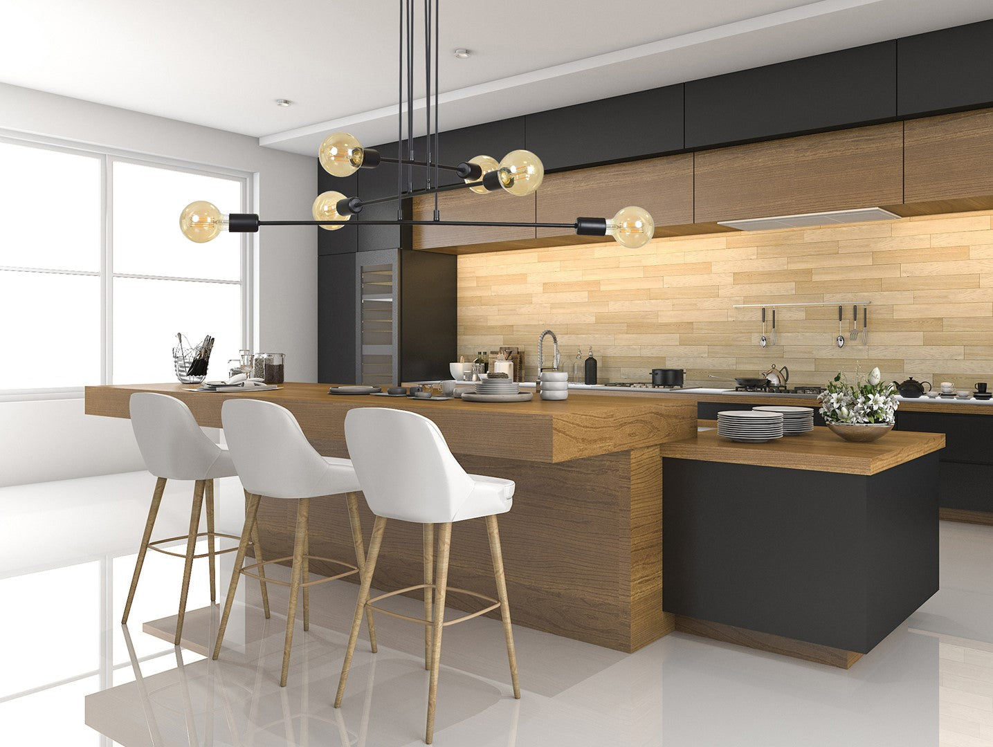 Loftlampe MULTIPO 6 - Sort / Rav - Nordic Unique