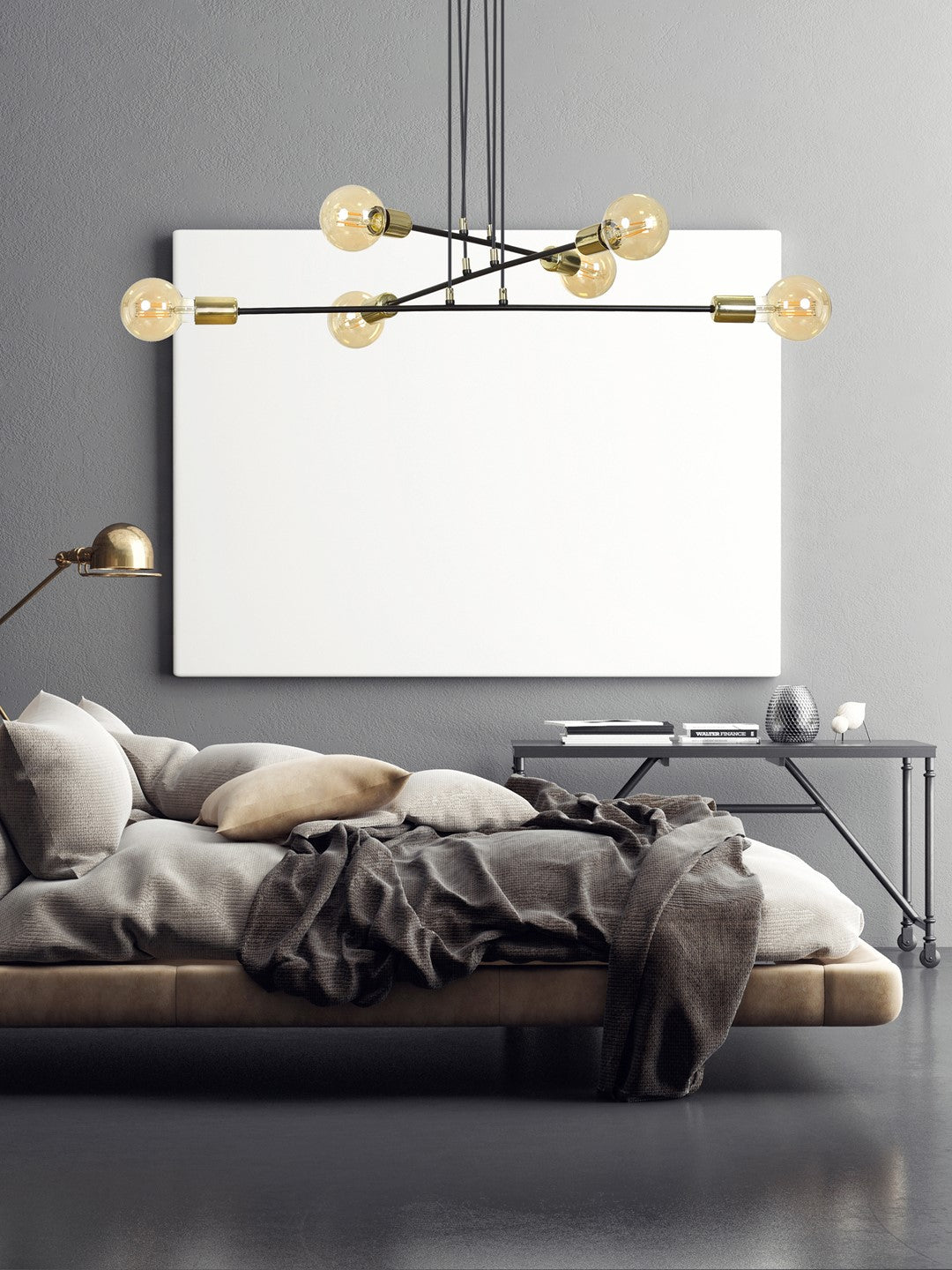 Loftlampe VESIO 6 - Sort / Guld / Rav - Nordic Unique