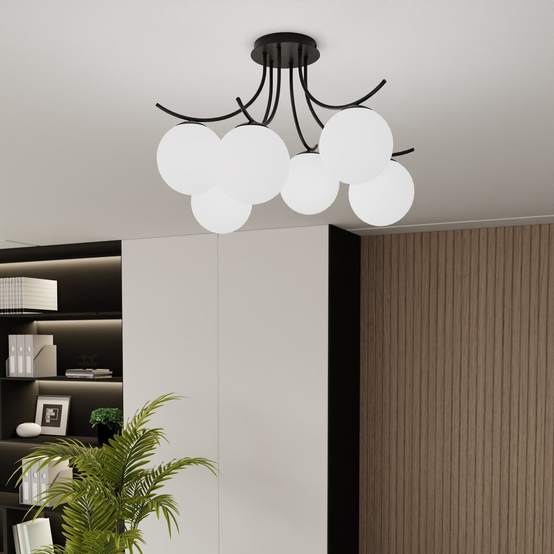 Loftlampe BOSTON 6 - Sort / Hvid - Nordic Unique