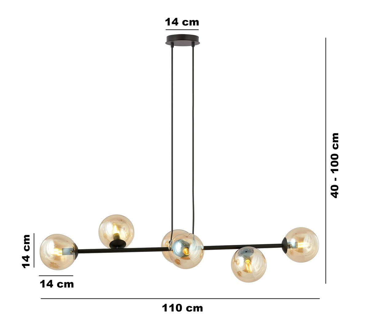 Loftlampe ROSSI 6 - Sort / Rav - Nordic Unique