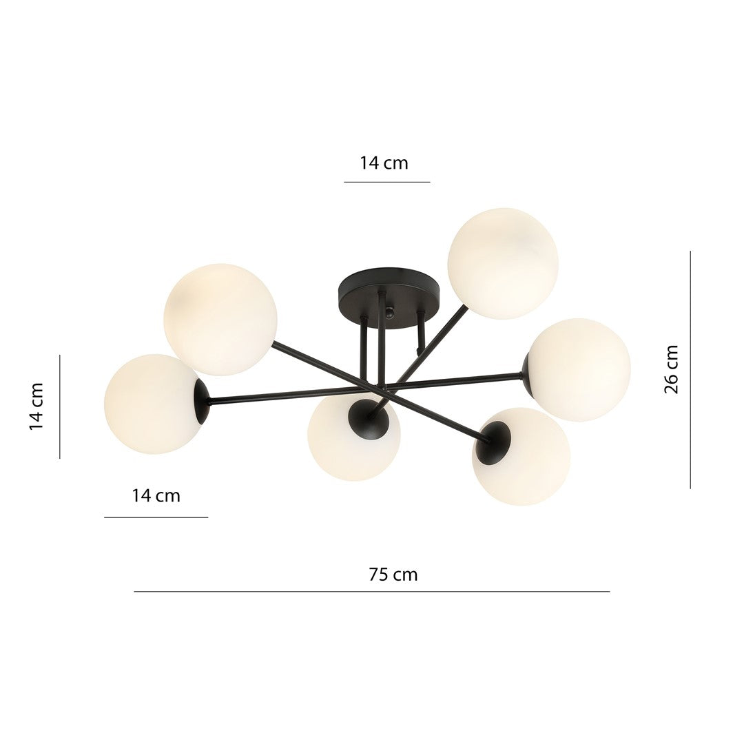 Loftlampe ROMA 6 - Sort / Hvid - Nordic Unique