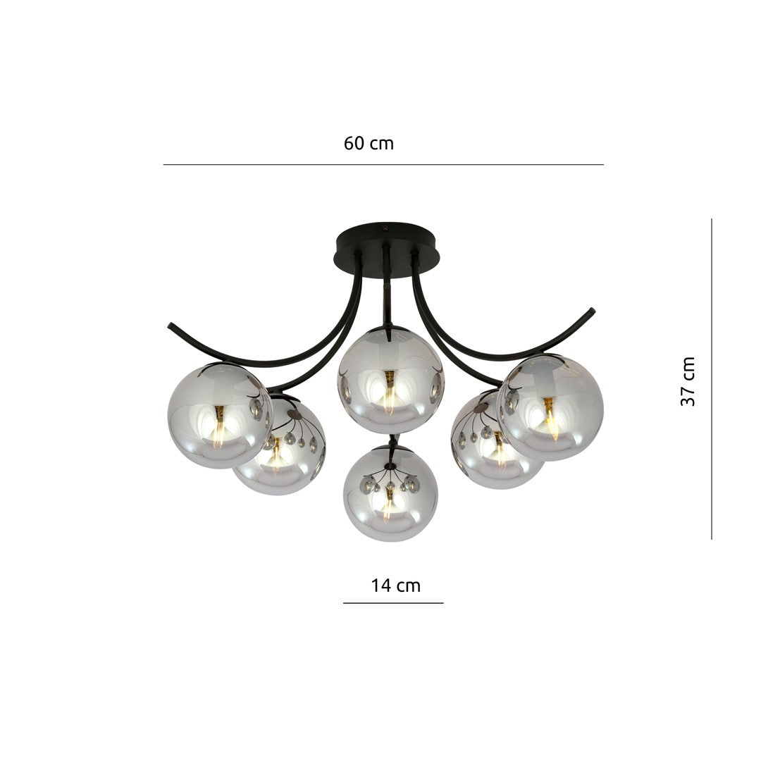 Loftlampe BOSTON 6 - Sort / Grafit - Nordic Unique