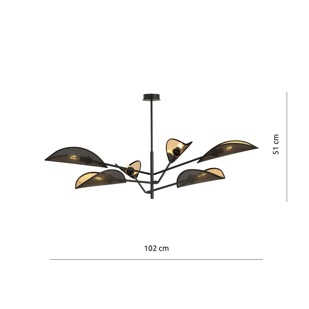 Loftlampe VENE 6 - Sort / Guld - Nordic Unique