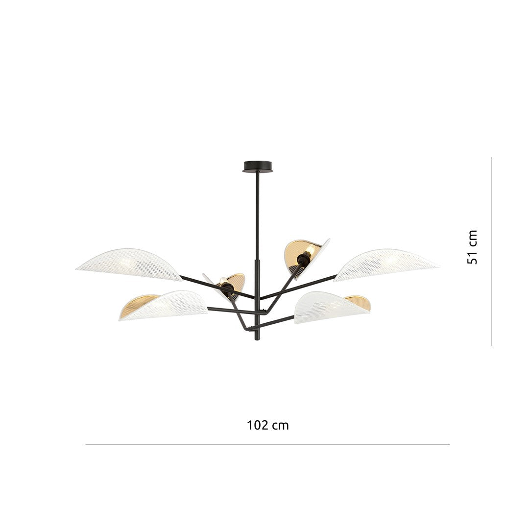 Loftlampe VENE 6 - Sort / Hvid / Guld - Nordic Unique