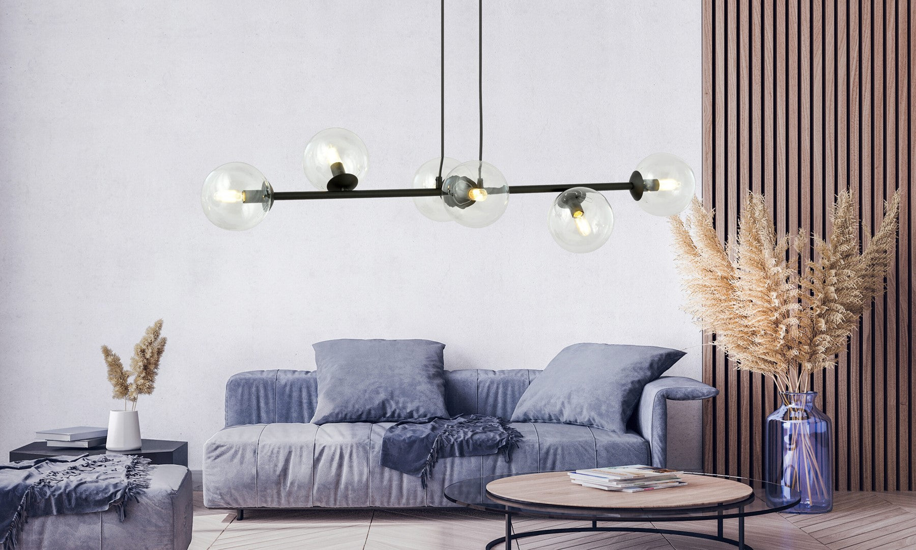 Loftlampe ROSSI 6 Gennemsigtig - Sort - Nordic Unique