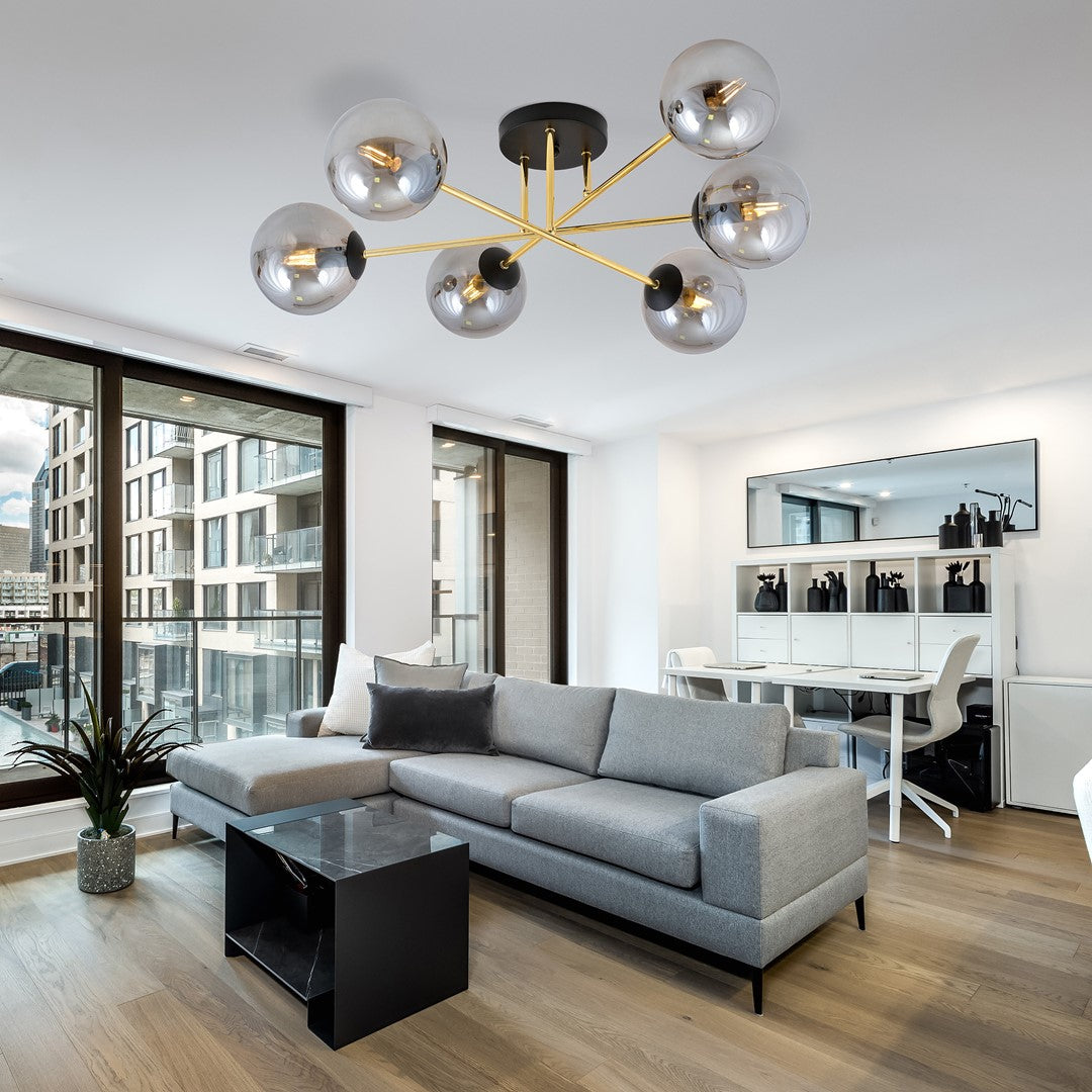 Loftlampe MAGNUM 6 - Sort / Grafit / Guld - Nordic Unique