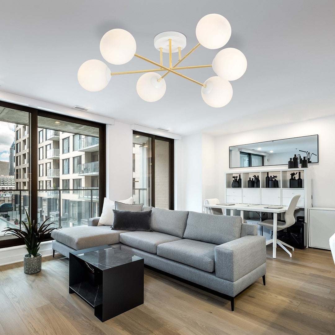 Loftlampe MAGNUM 6 - Hvid / Guld - Nordic Unique