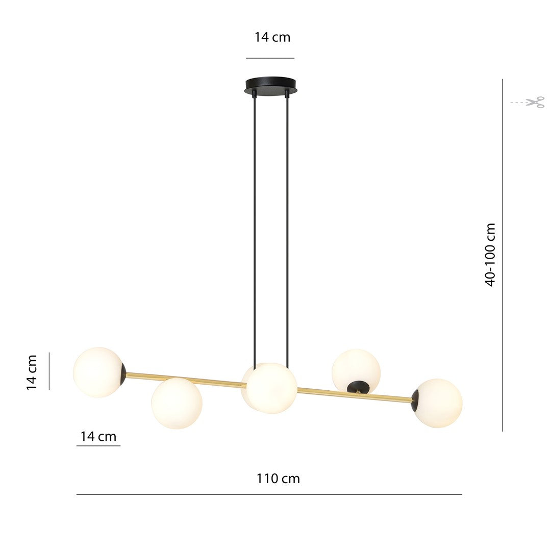 Loftlampe GRAVITY 6 - Sort / Hvid / Guld - Nordic Unique