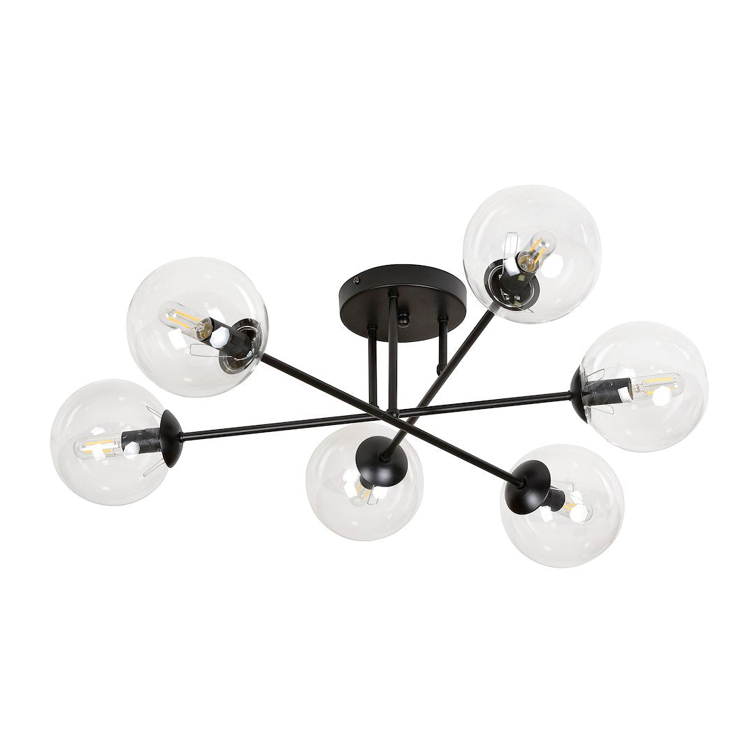 Loftlampe BRENDI 6B Gennemsigtig - Sort - Nordic Unique