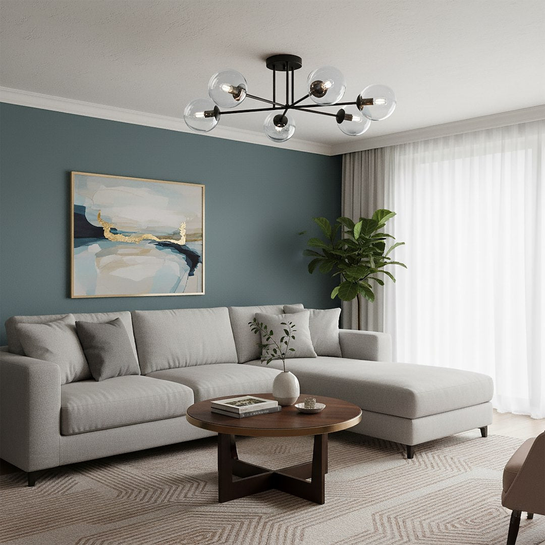 Loftlampe BRENDI 6B Gennemsigtig - Sort - Nordic Unique