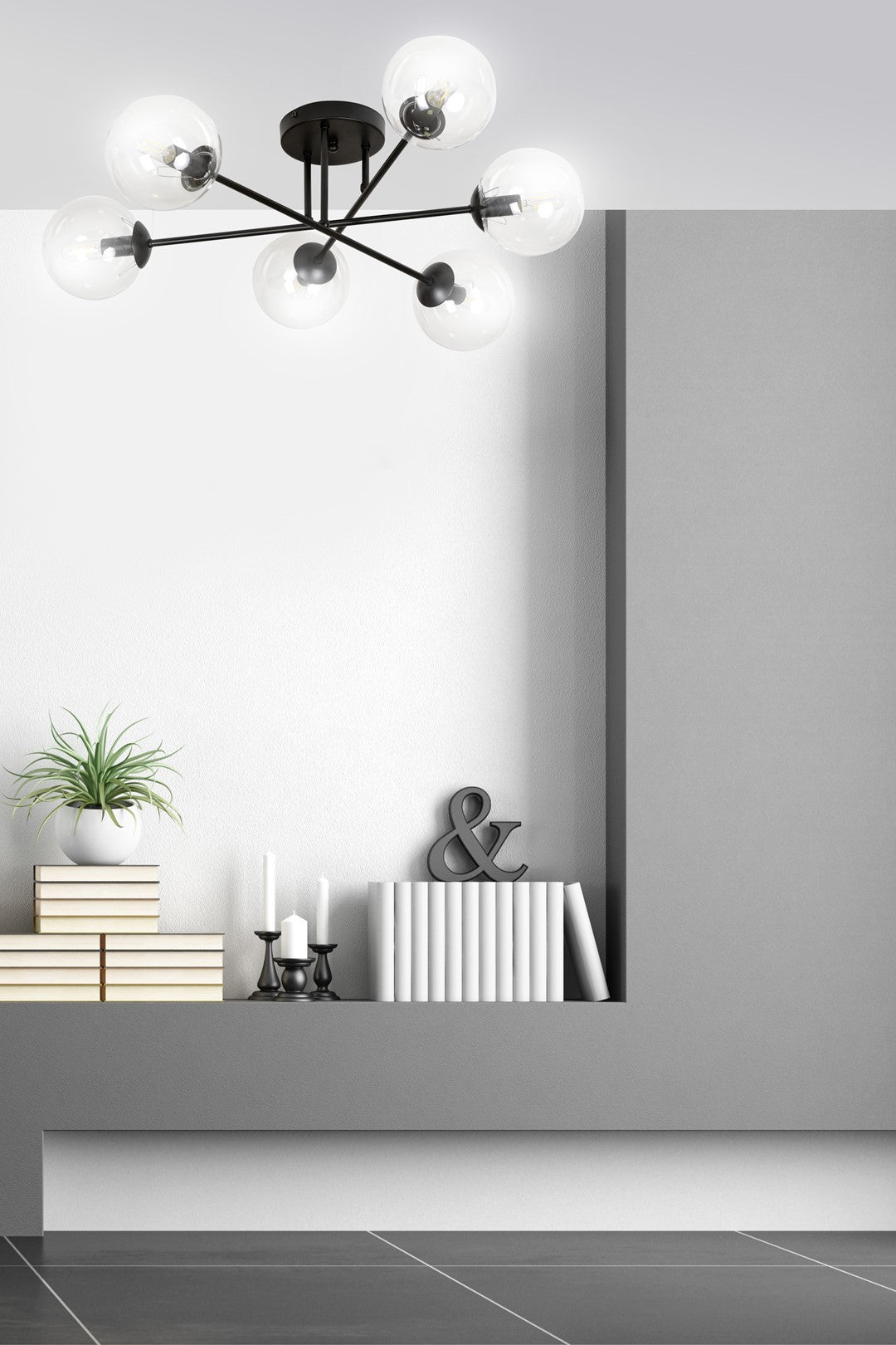 Loftlampe BRENDI 6B Gennemsigtig - Sort - Nordic Unique