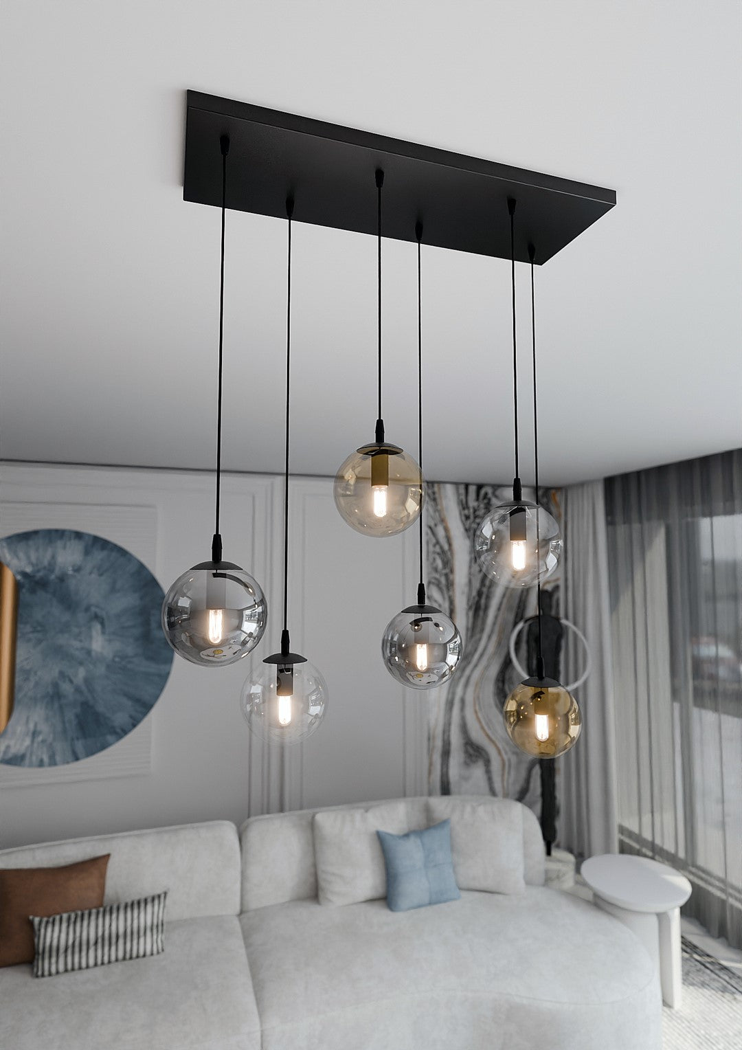 Loftlampe COSMO 6 - Sort / Grafit / Rav - Nordic Unique