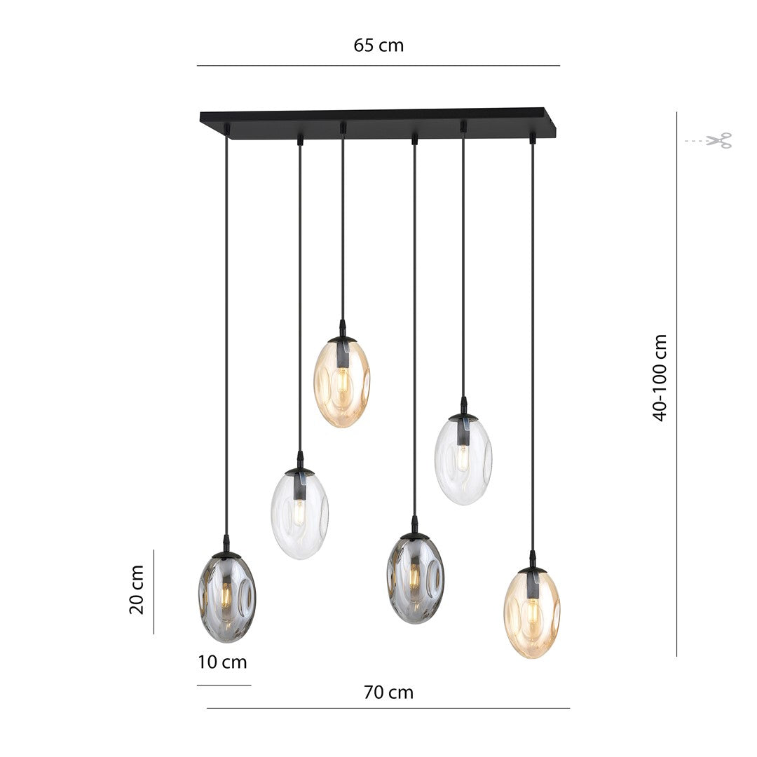 Loftlampe ASTRAL 6 - Sort / Rav / Grafit - Nordic Unique